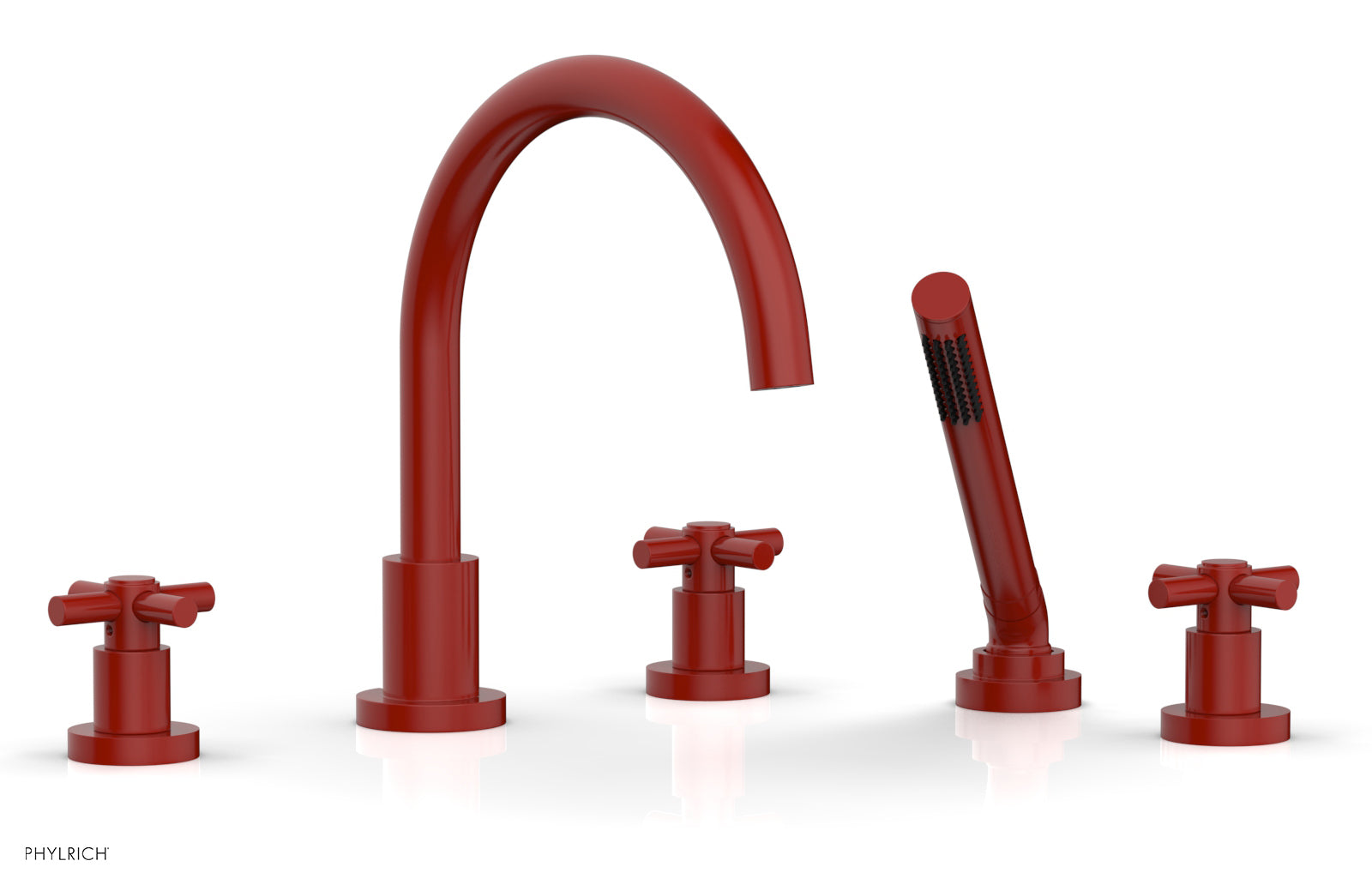 Phylrich BASIC Deck Tub Set with Hand Shower - Tubular Cross Handles