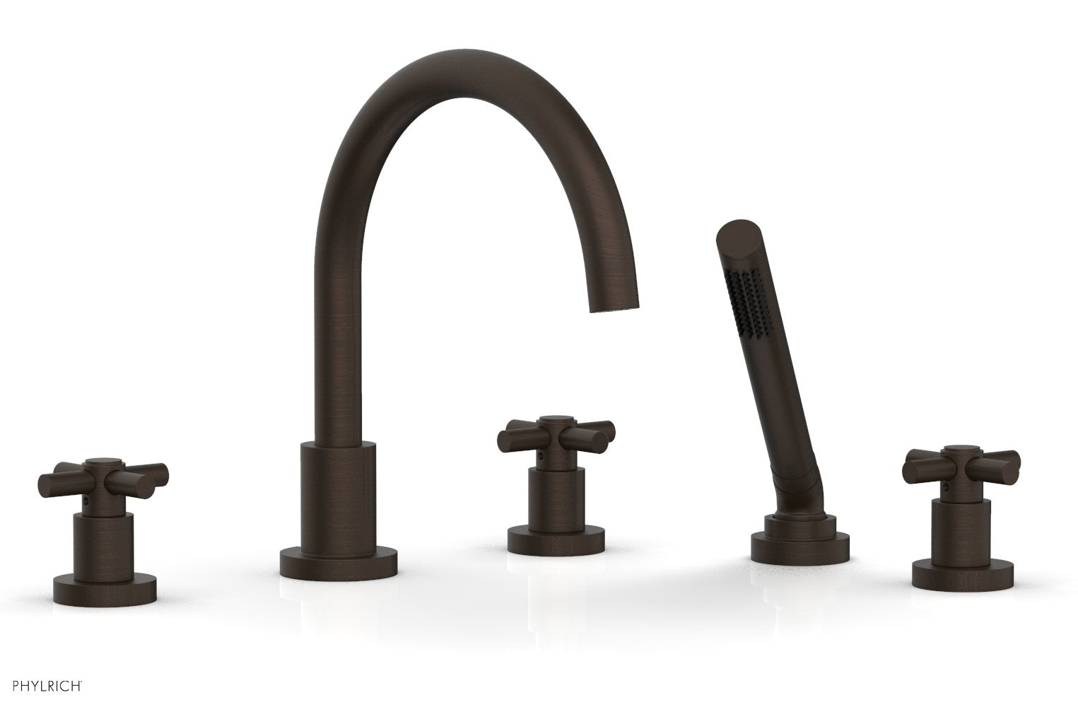 Phylrich BASIC Deck Tub Set with Hand Shower - Tubular Cross Handles