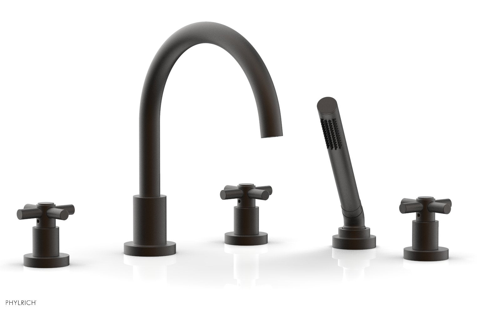 Phylrich BASIC Deck Tub Set with Hand Shower - Tubular Cross Handles
