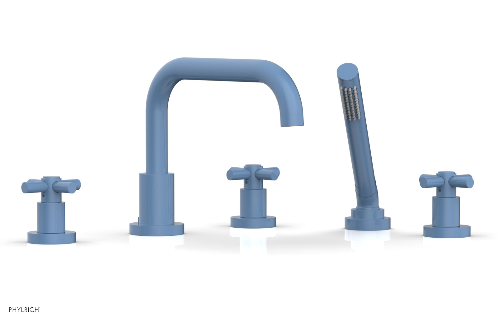 Phylrich BASIC Deck Tub Set with Hand Shower - Tubular Cross Handles