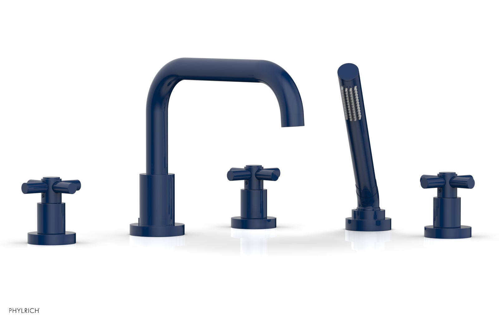 Phylrich BASIC Deck Tub Set with Hand Shower - Tubular Cross Handles
