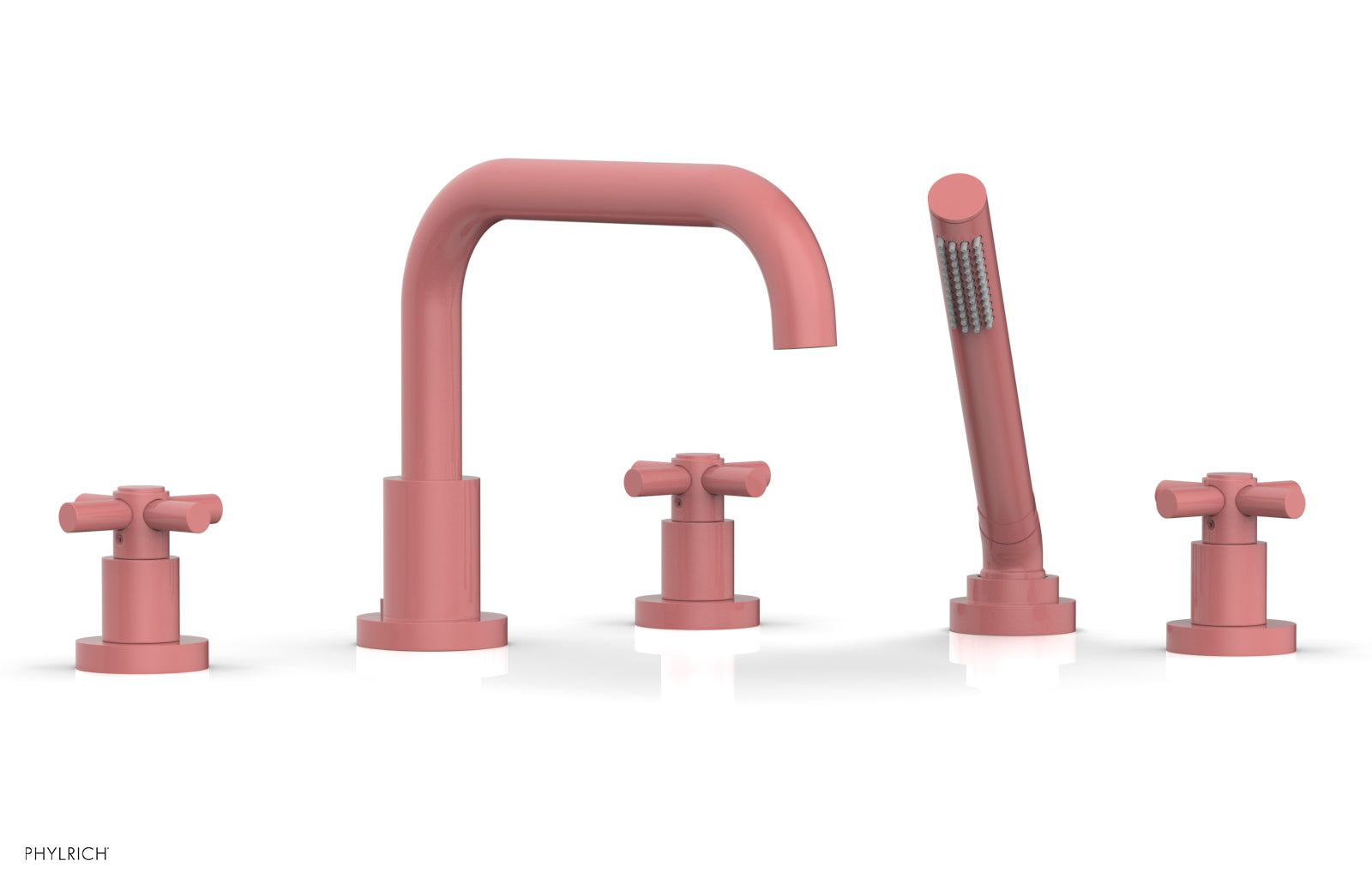 Phylrich BASIC Deck Tub Set with Hand Shower - Tubular Cross Handles