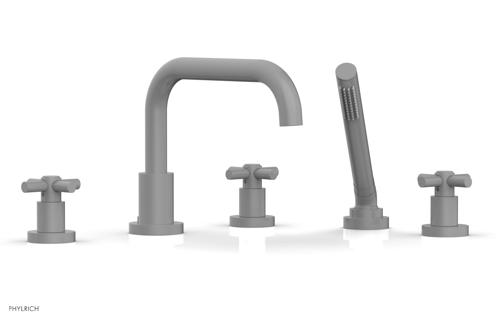 Phylrich BASIC Deck Tub Set with Hand Shower - Tubular Cross Handles