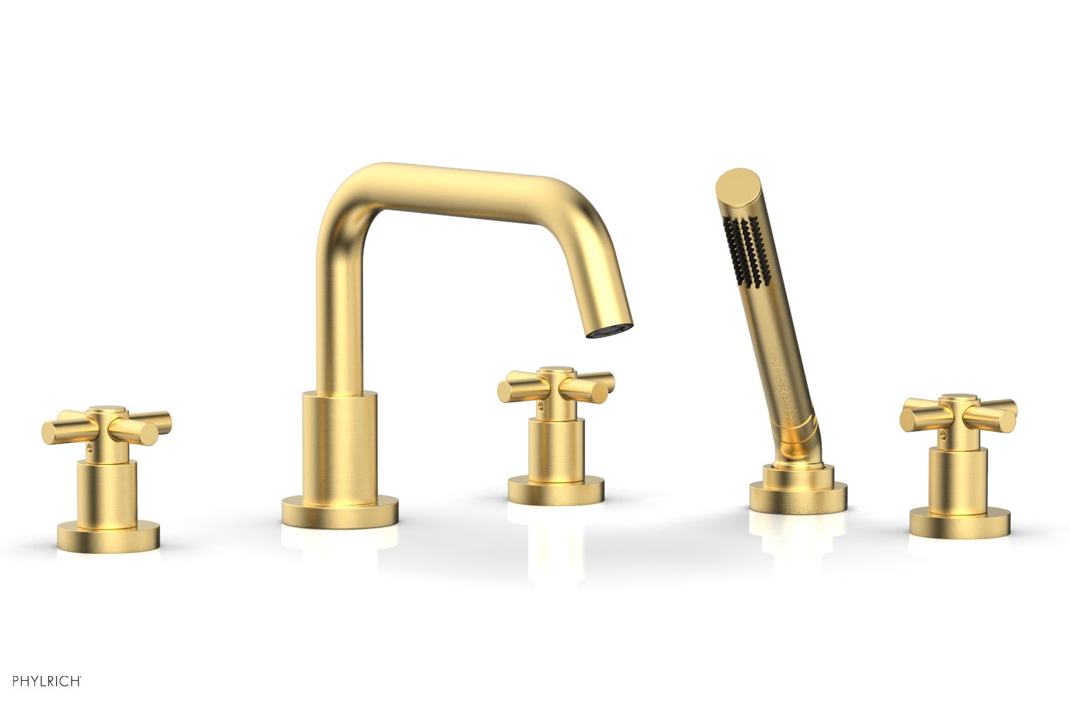 Phylrich BASIC Deck Tub Set with Hand Shower - Tubular Cross Handles