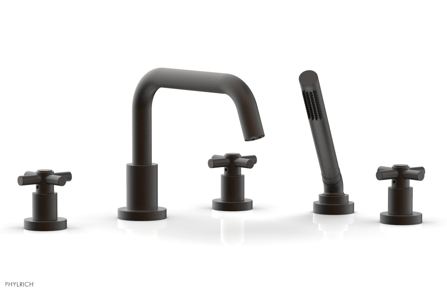 Phylrich BASIC Deck Tub Set with Hand Shower - Tubular Cross Handles