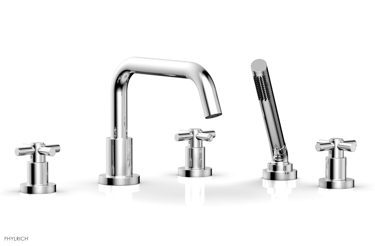 polished chrome deck tub set