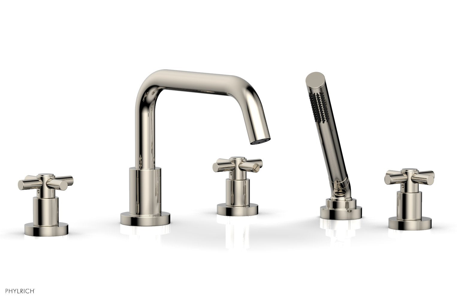 Phylrich BASIC Deck Tub Set with Hand Shower - Tubular Cross Handles