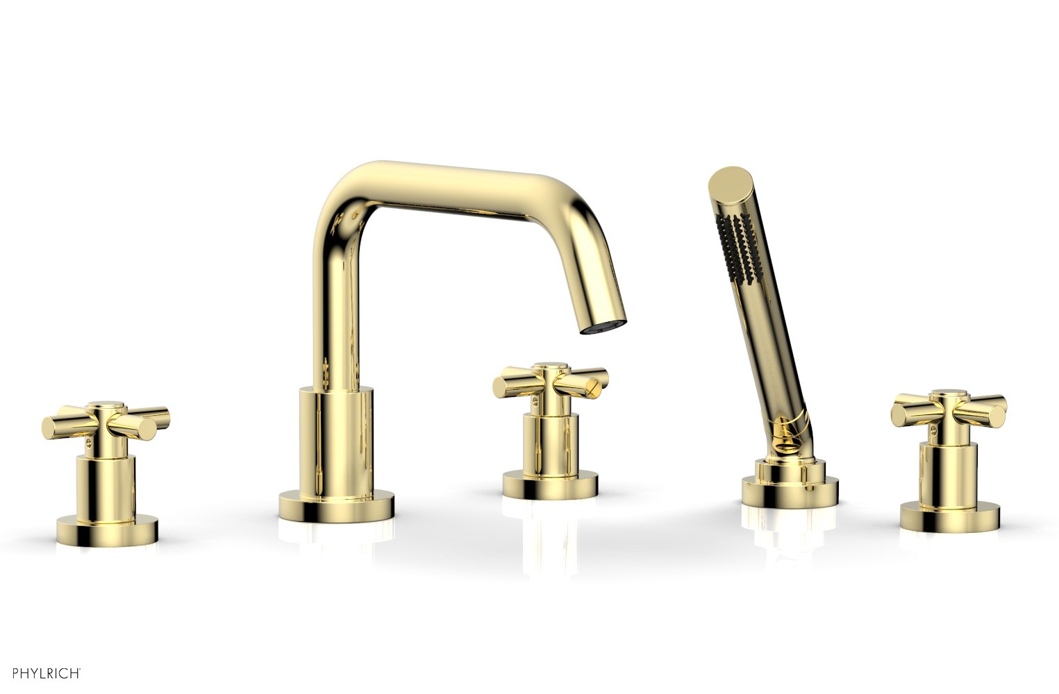 Phylrich BASIC Deck Tub Set with Hand Shower - Tubular Cross Handles