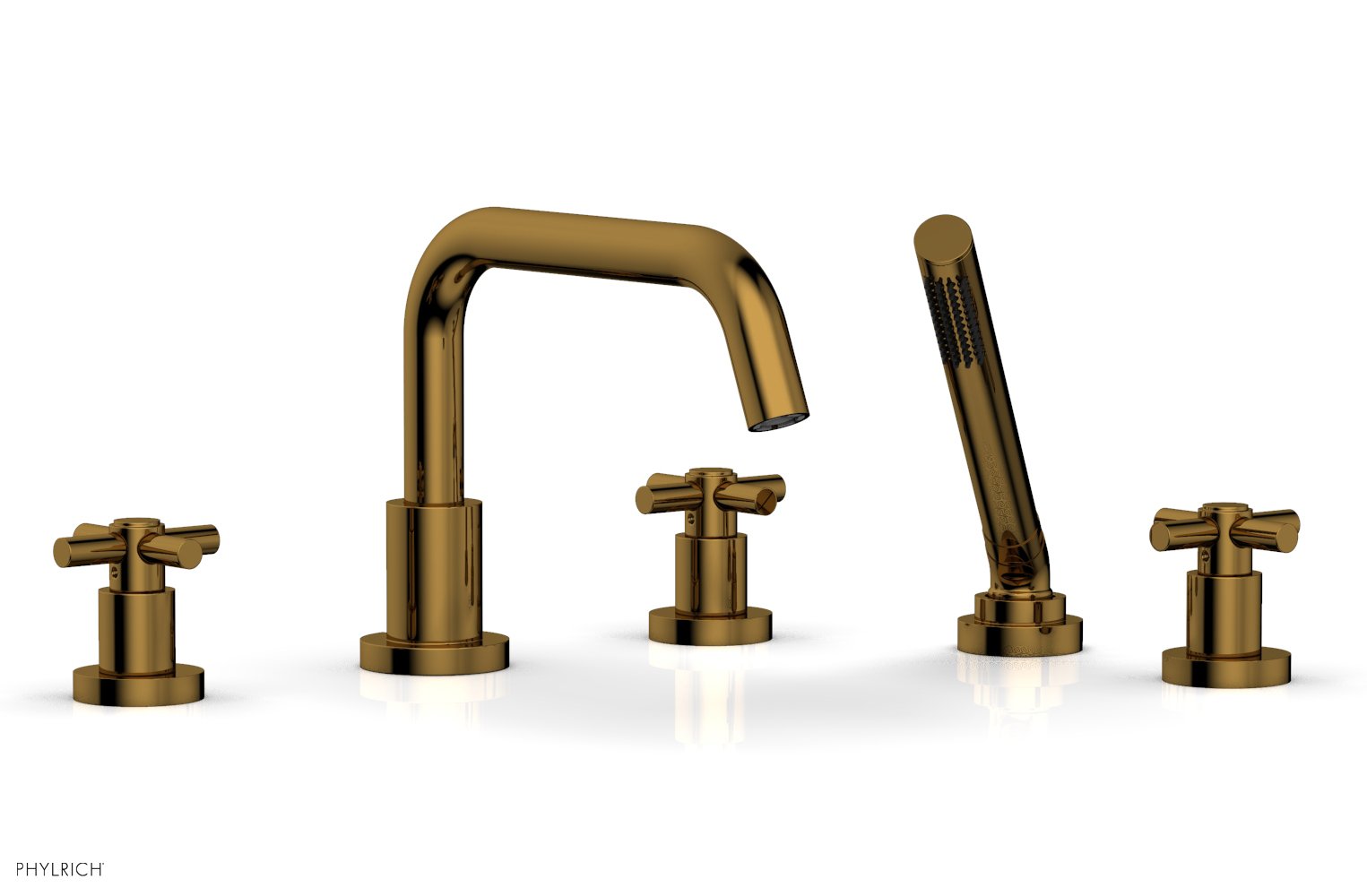 Phylrich BASIC Deck Tub Set with Hand Shower - Tubular Cross Handles