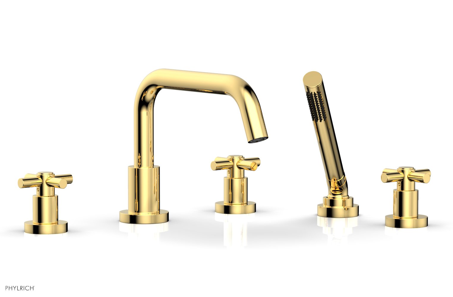 Phylrich BASIC Deck Tub Set with Hand Shower - Tubular Cross Handles