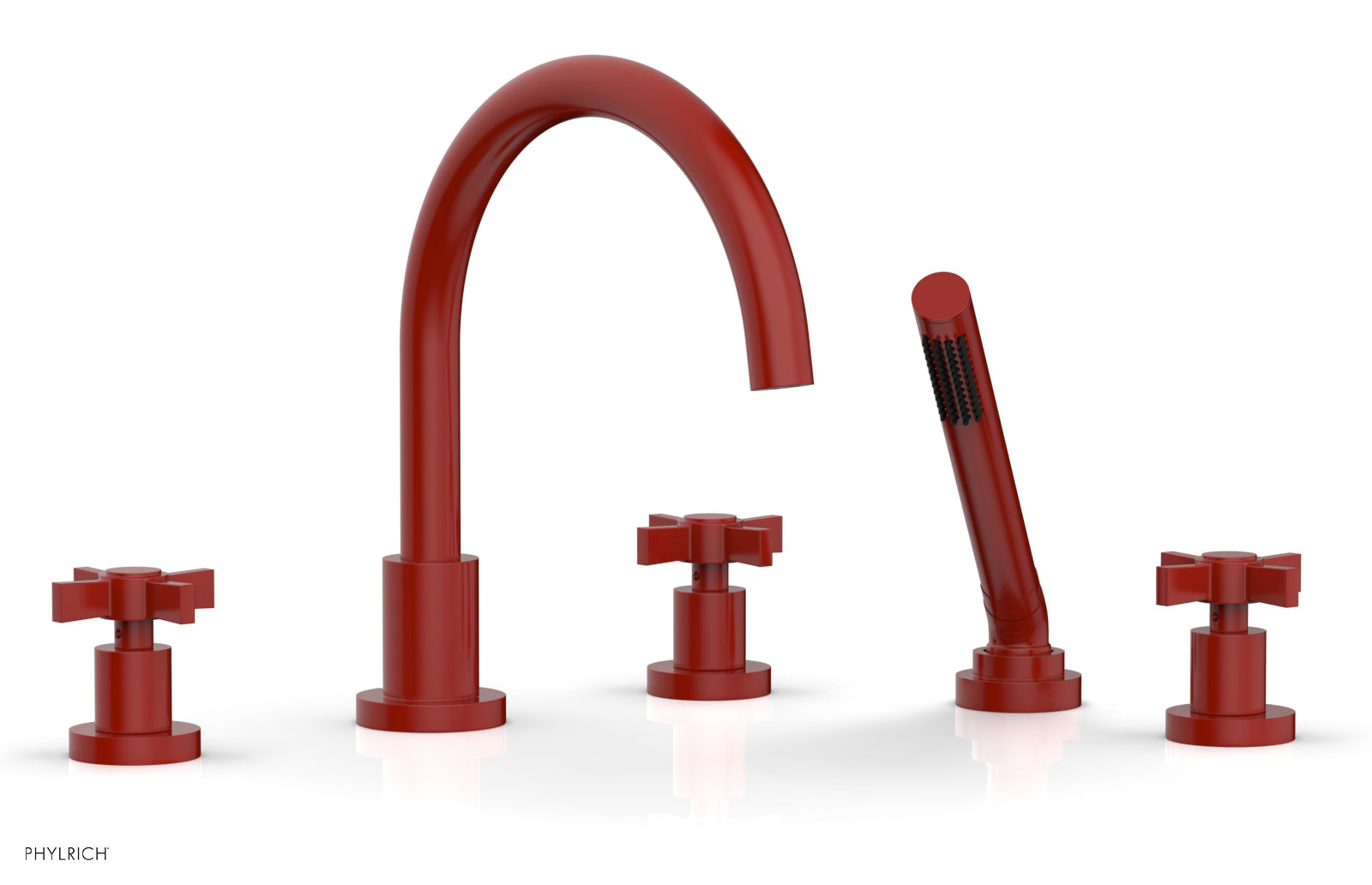 Phylrich BASIC Deck Tub Set with Hand Shower - Blade Cross Handles