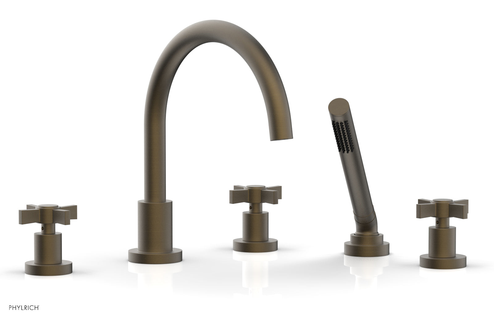 Phylrich BASIC Deck Tub Set with Hand Shower - Blade Cross Handles