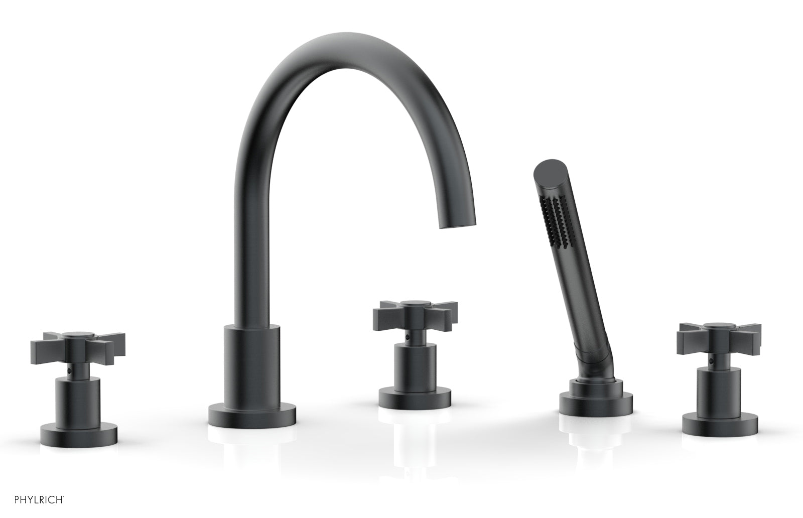 Phylrich BASIC Deck Tub Set with Hand Shower - Blade Cross Handles