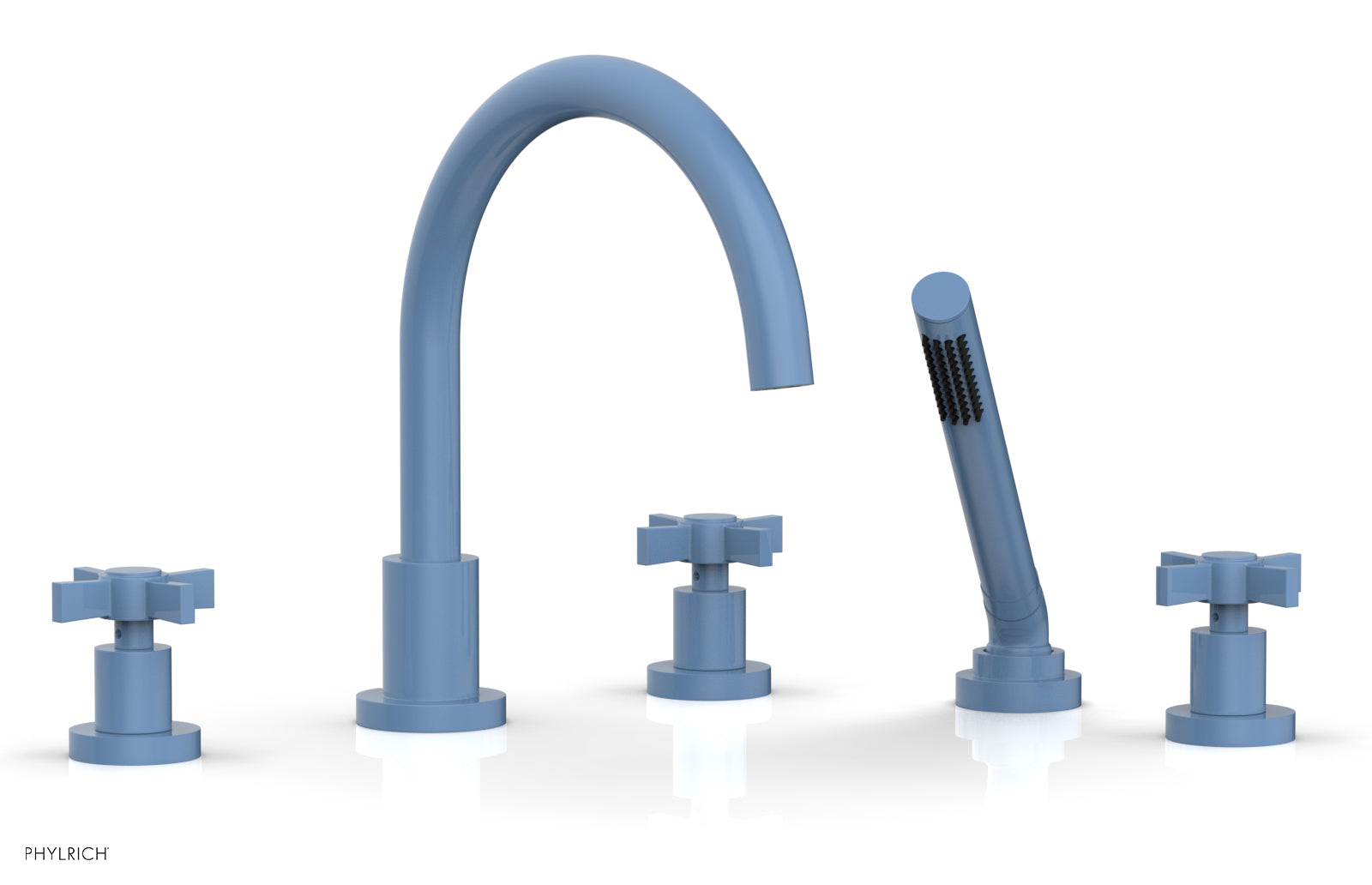 Phylrich BASIC Deck Tub Set with Hand Shower - Blade Cross Handles
