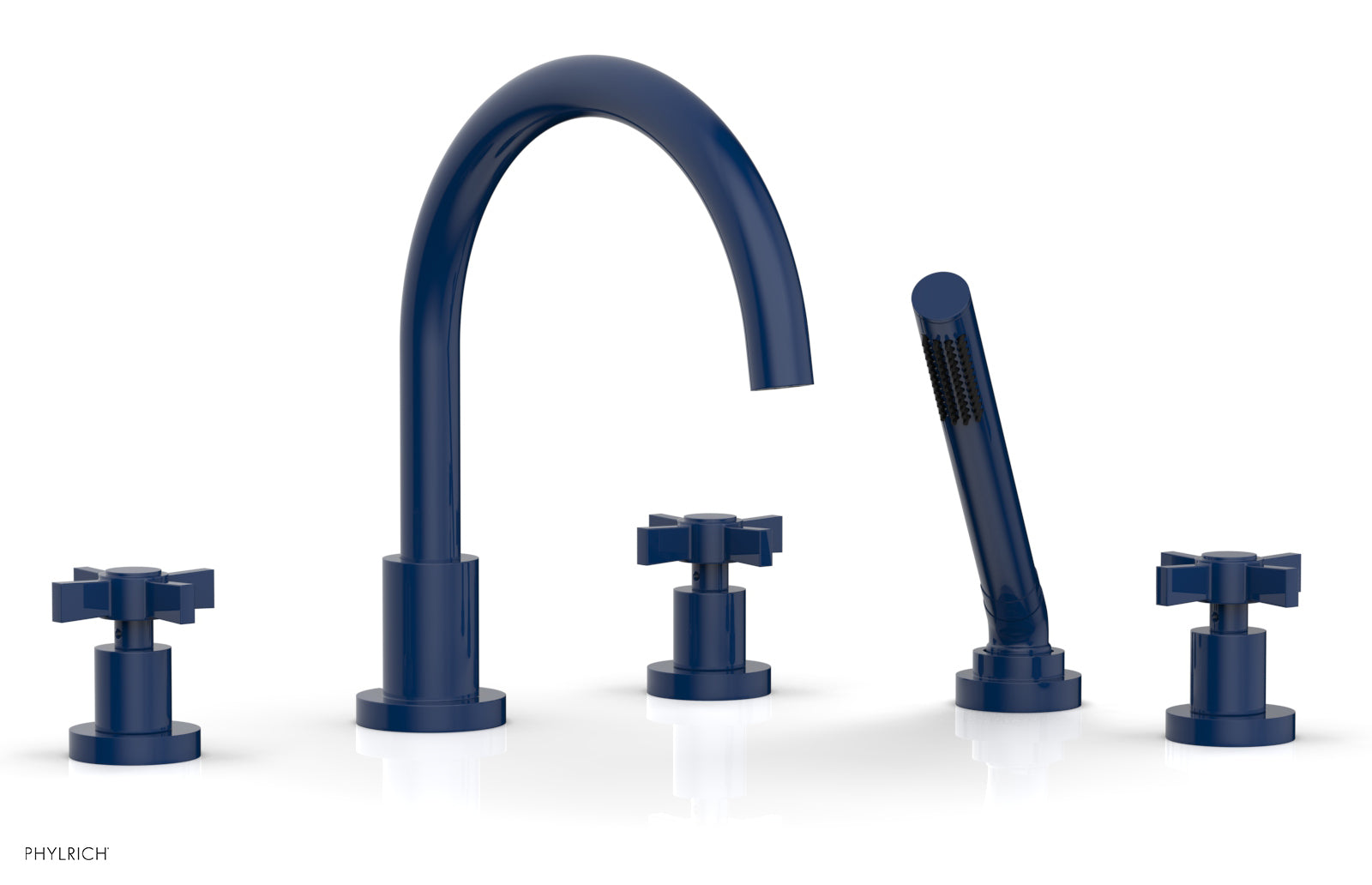 Phylrich BASIC Deck Tub Set with Hand Shower - Blade Cross Handles
