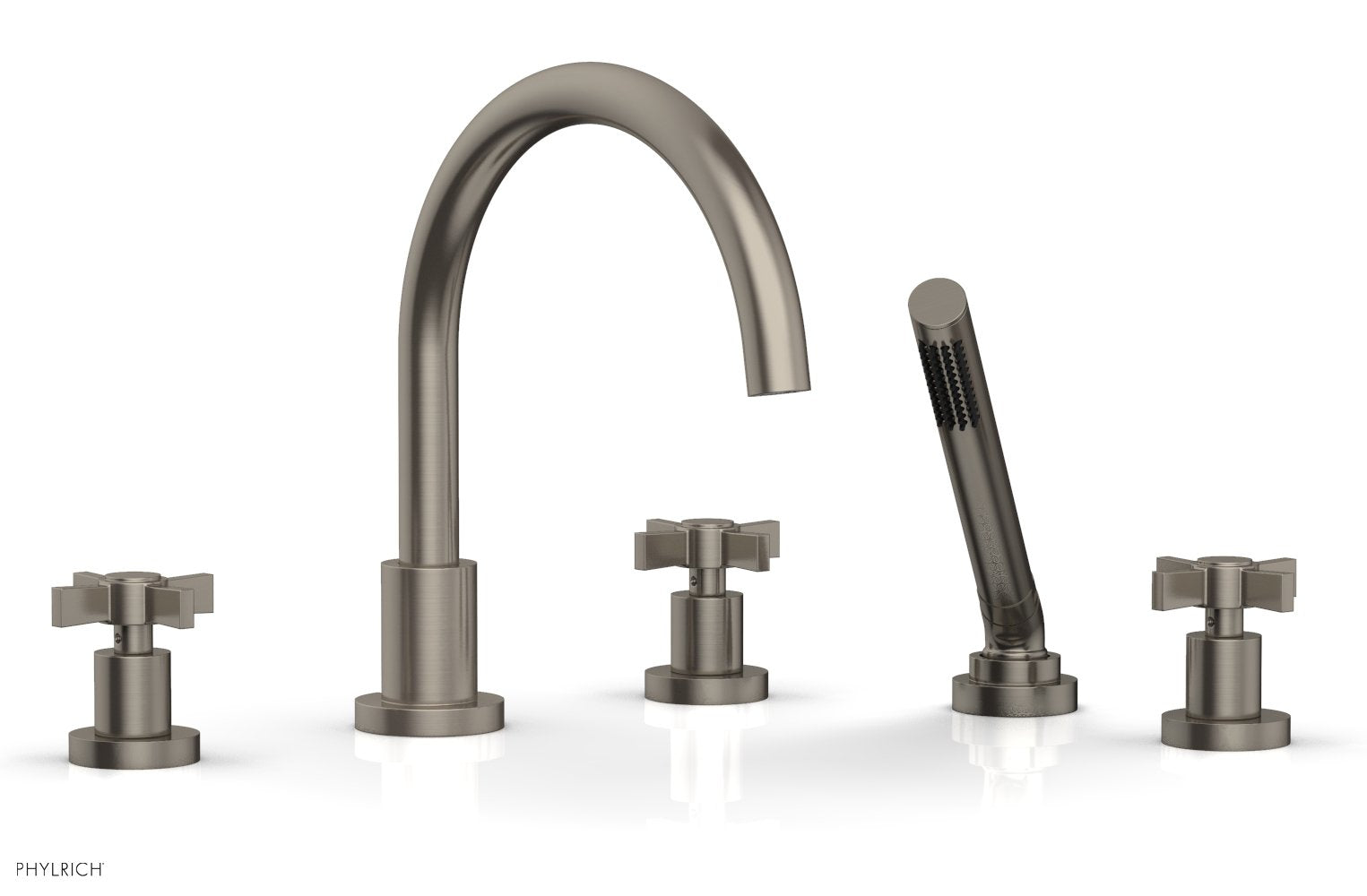 Phylrich BASIC Deck Tub Set with Hand Shower - Blade Cross Handles