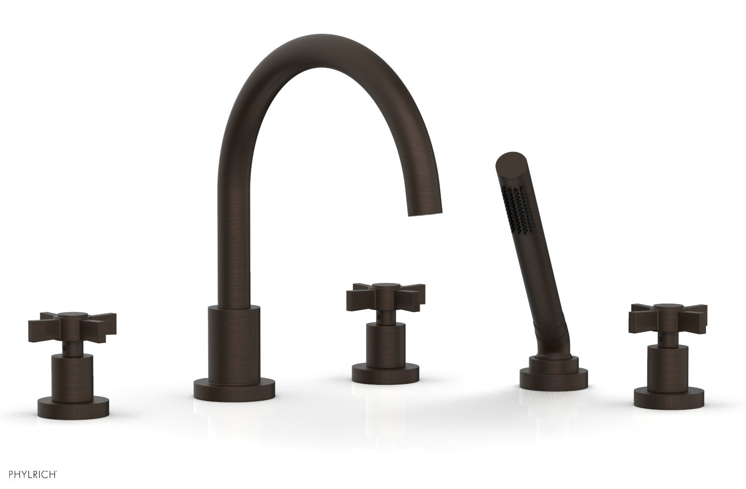 Phylrich BASIC Deck Tub Set with Hand Shower - Blade Cross Handles