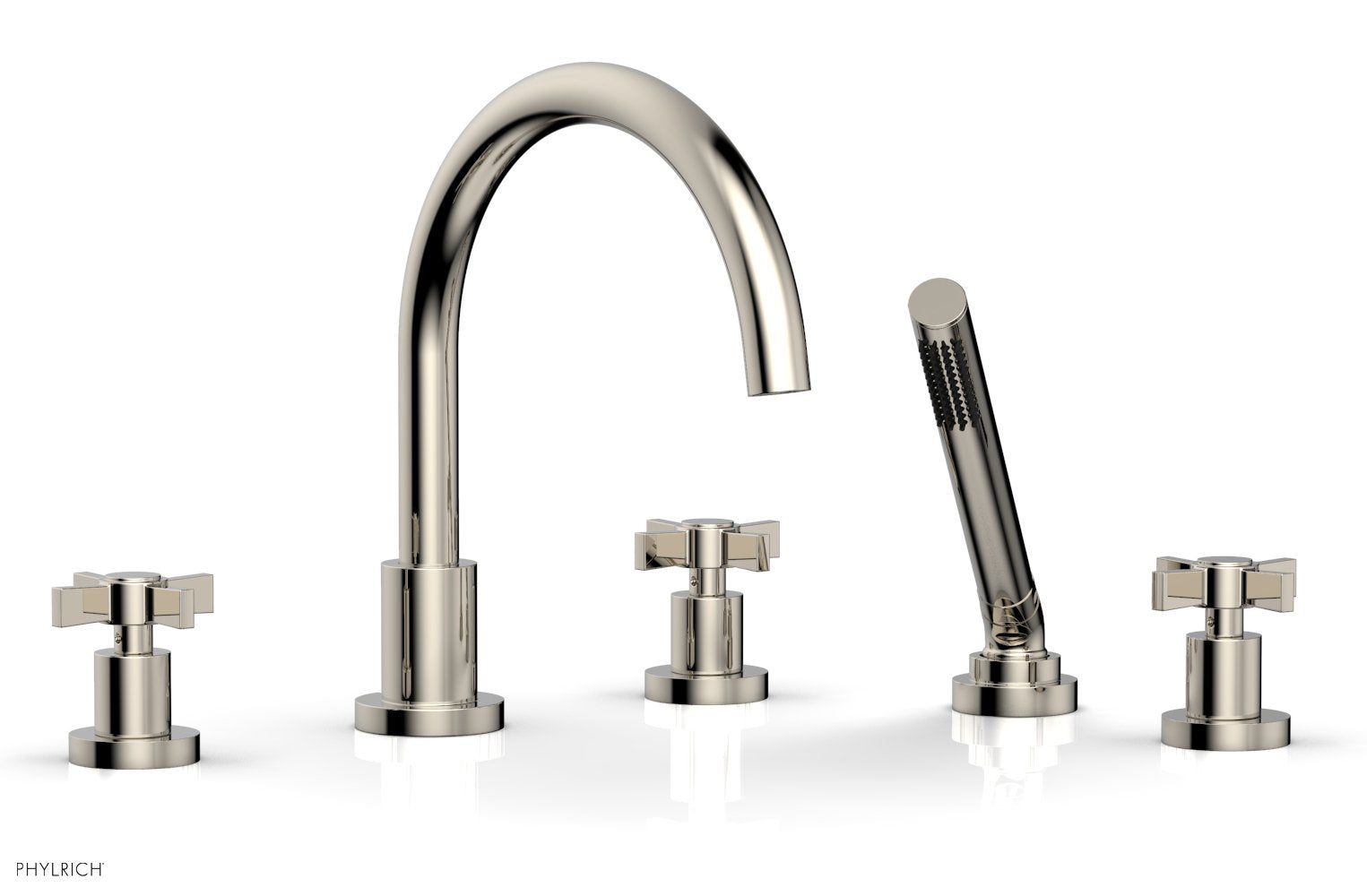 Phylrich BASIC Deck Tub Set with Hand Shower - Blade Cross Handles