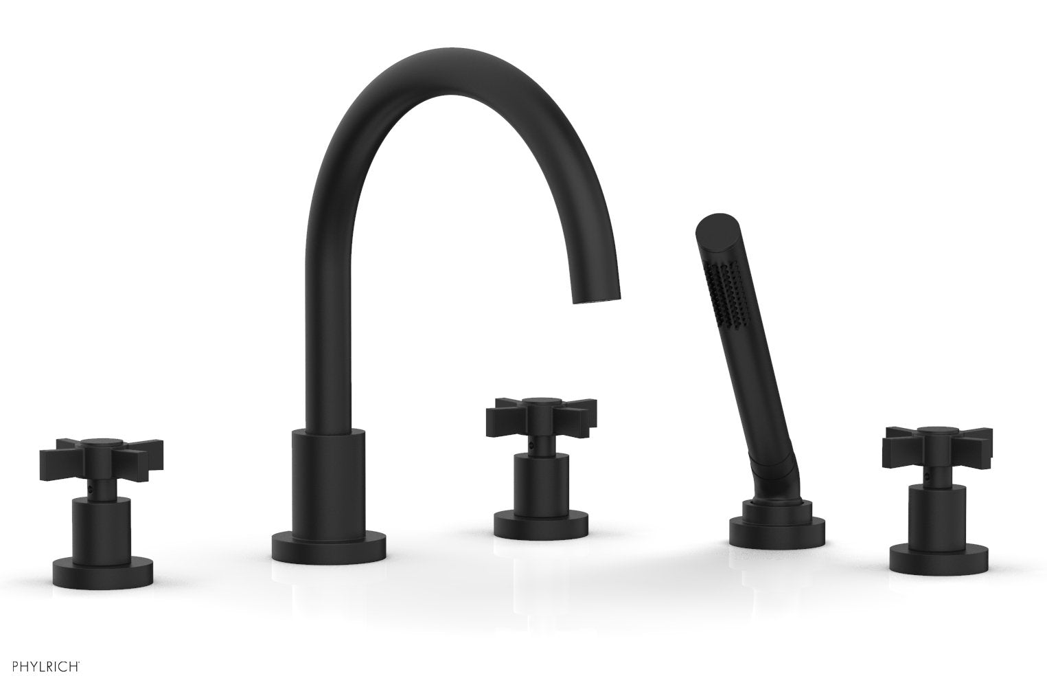 Phylrich BASIC Deck Tub Set with Hand Shower - Blade Cross Handles