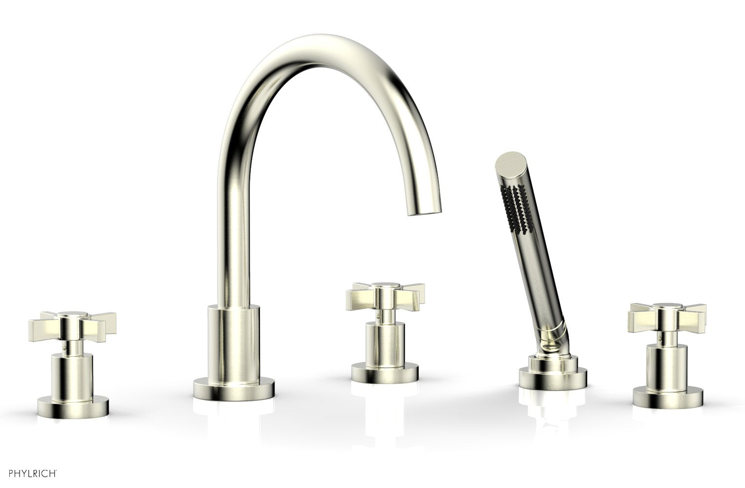 Phylrich BASIC Deck Tub Set with Hand Shower - Blade Cross Handles