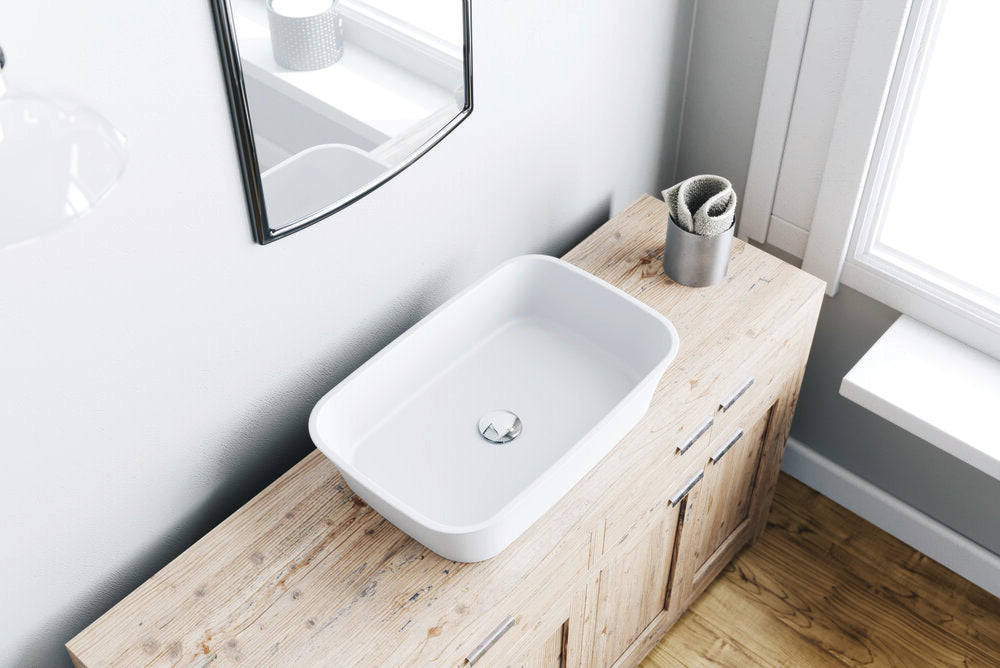 white vessel sink