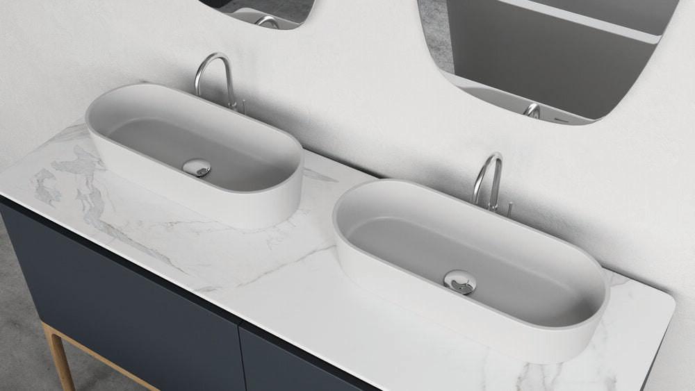 white vessel sink