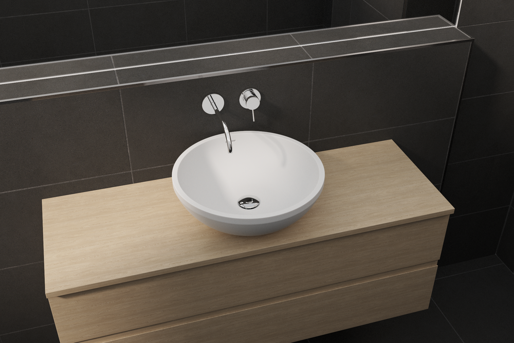 white vessel sink