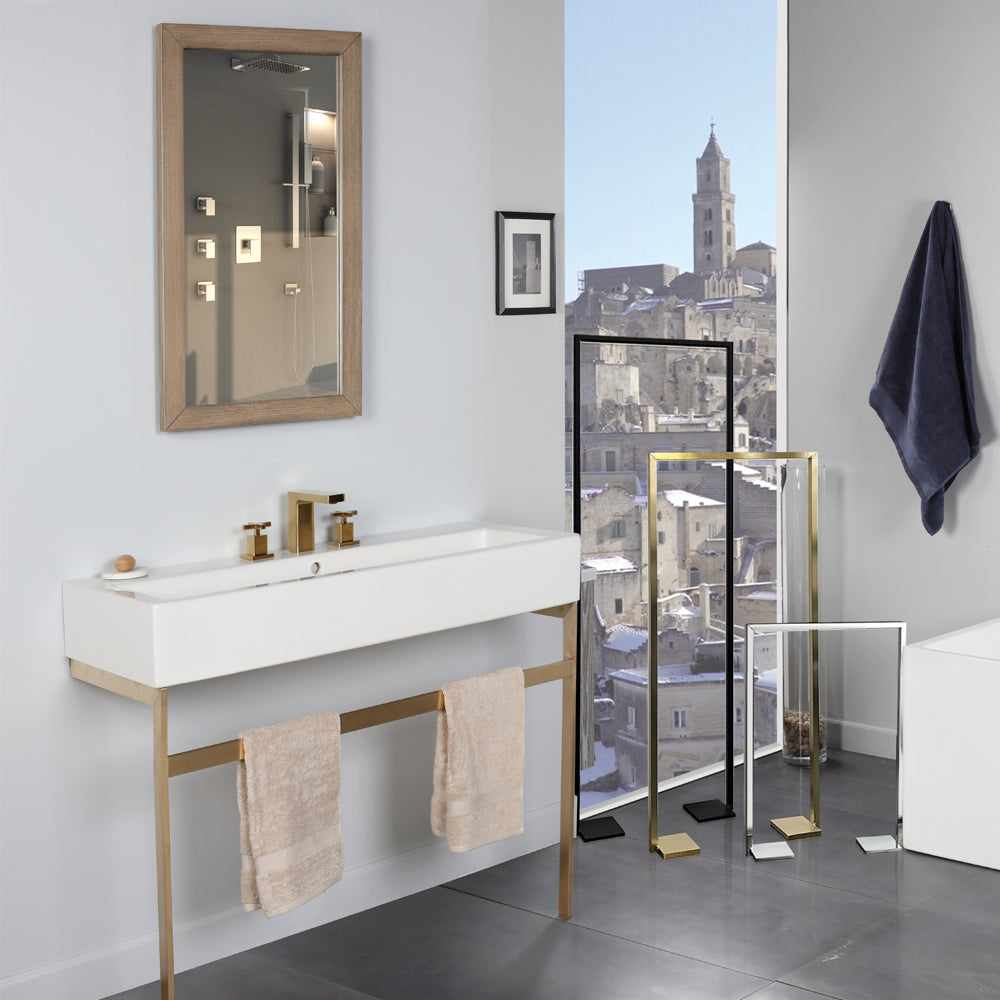 polished stainless steel towel stand