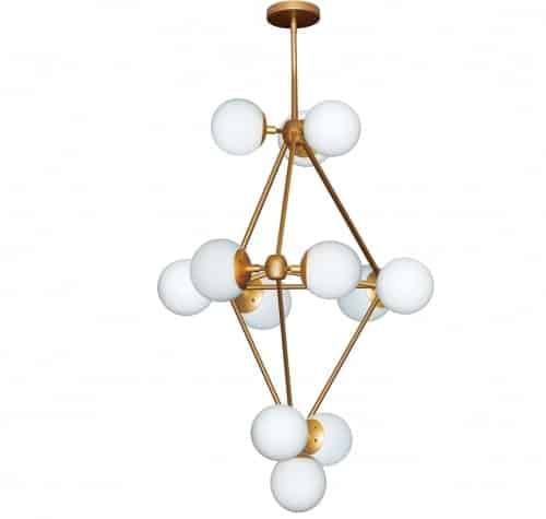 gold with frosted white glass chandeliers