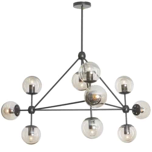 matte black with cognac glass chandeliers