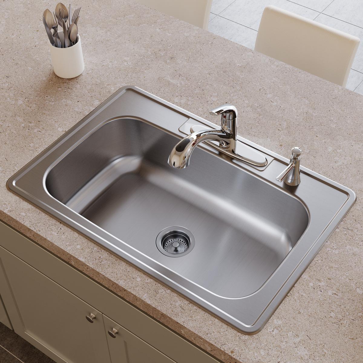 elite satin single bowl drop-in sink
