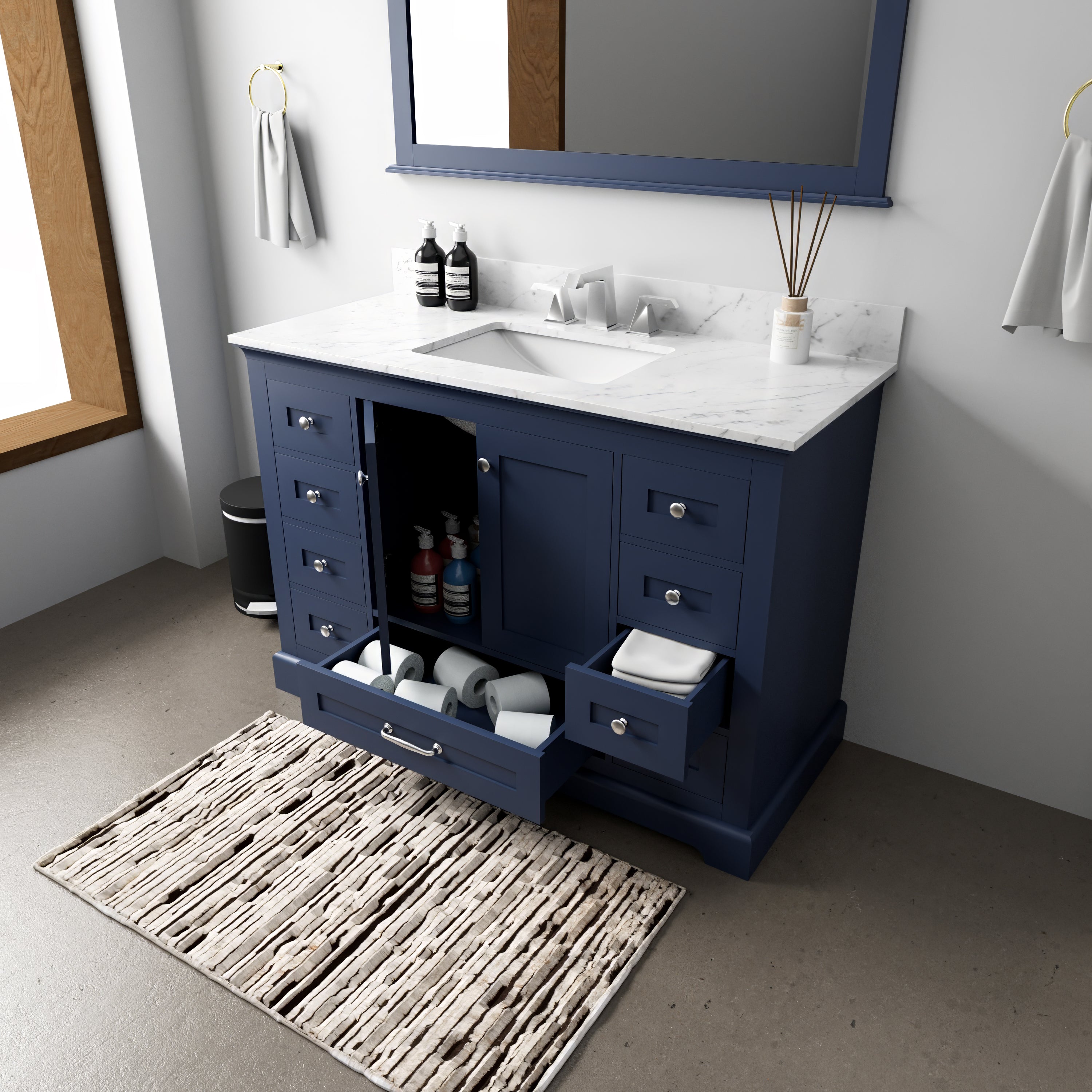 navy blue vanity