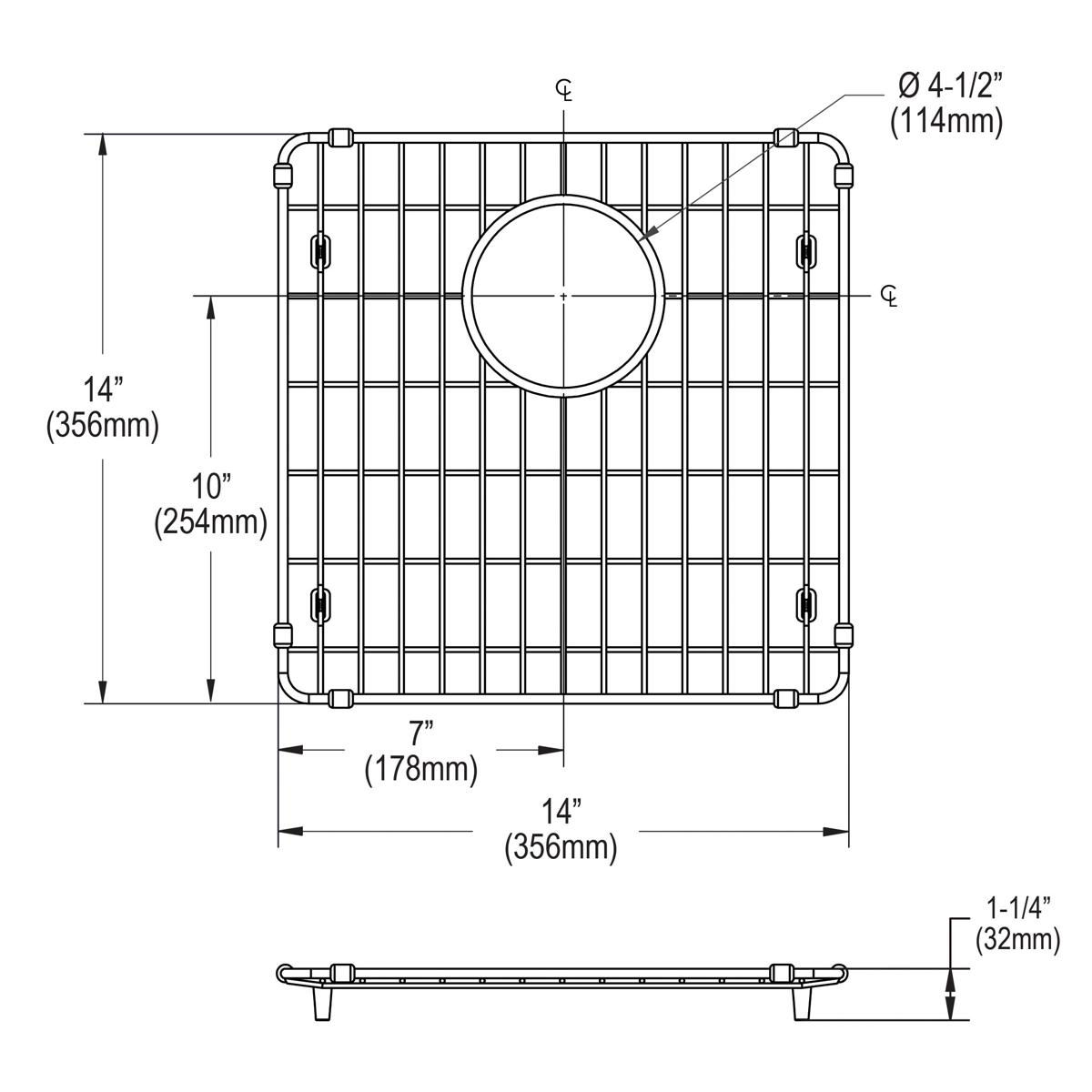 polished stainless steel bottom grid
