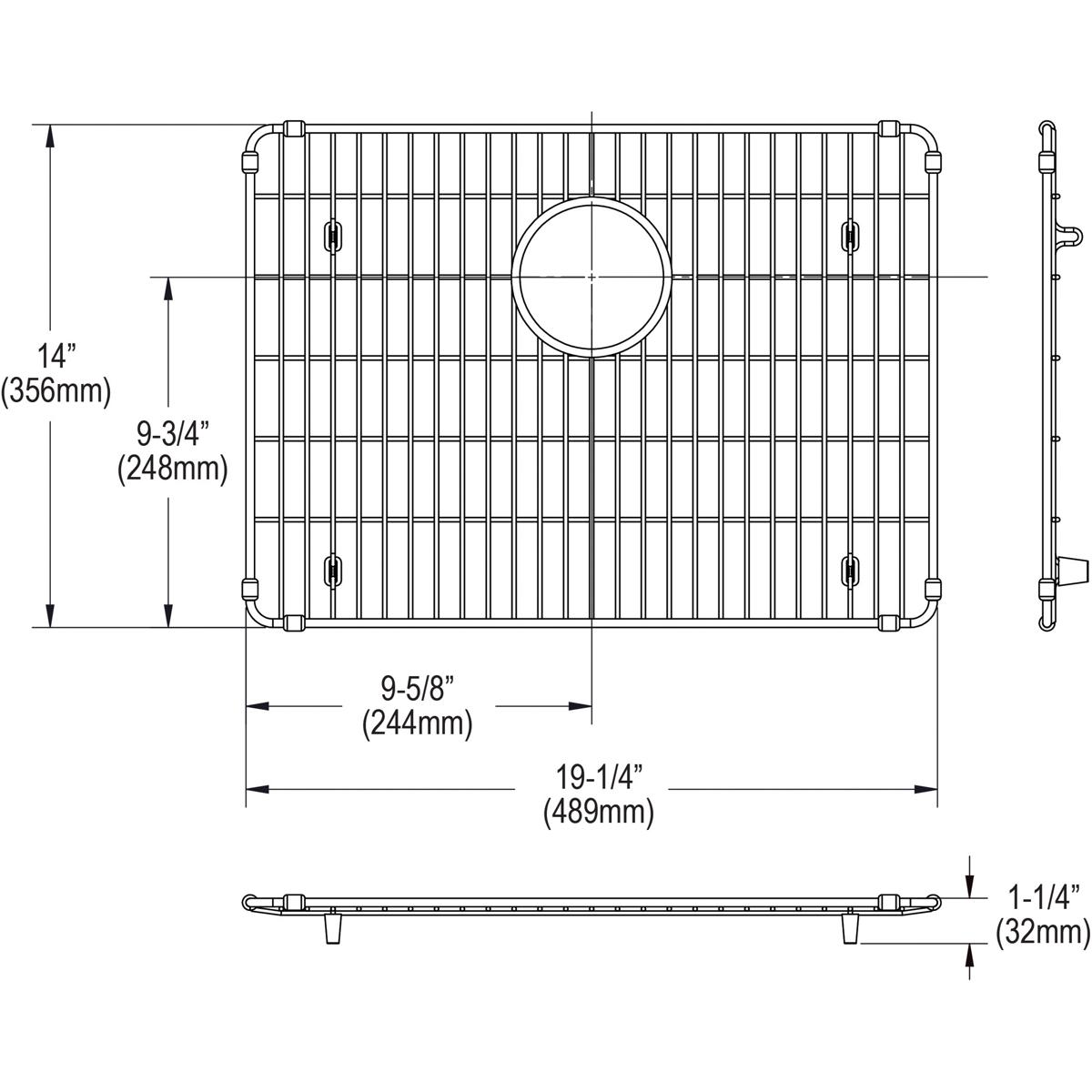 polished stainless steel bottom grid