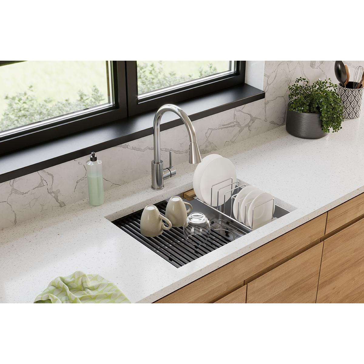 polished satin single bowl undermount sink kit