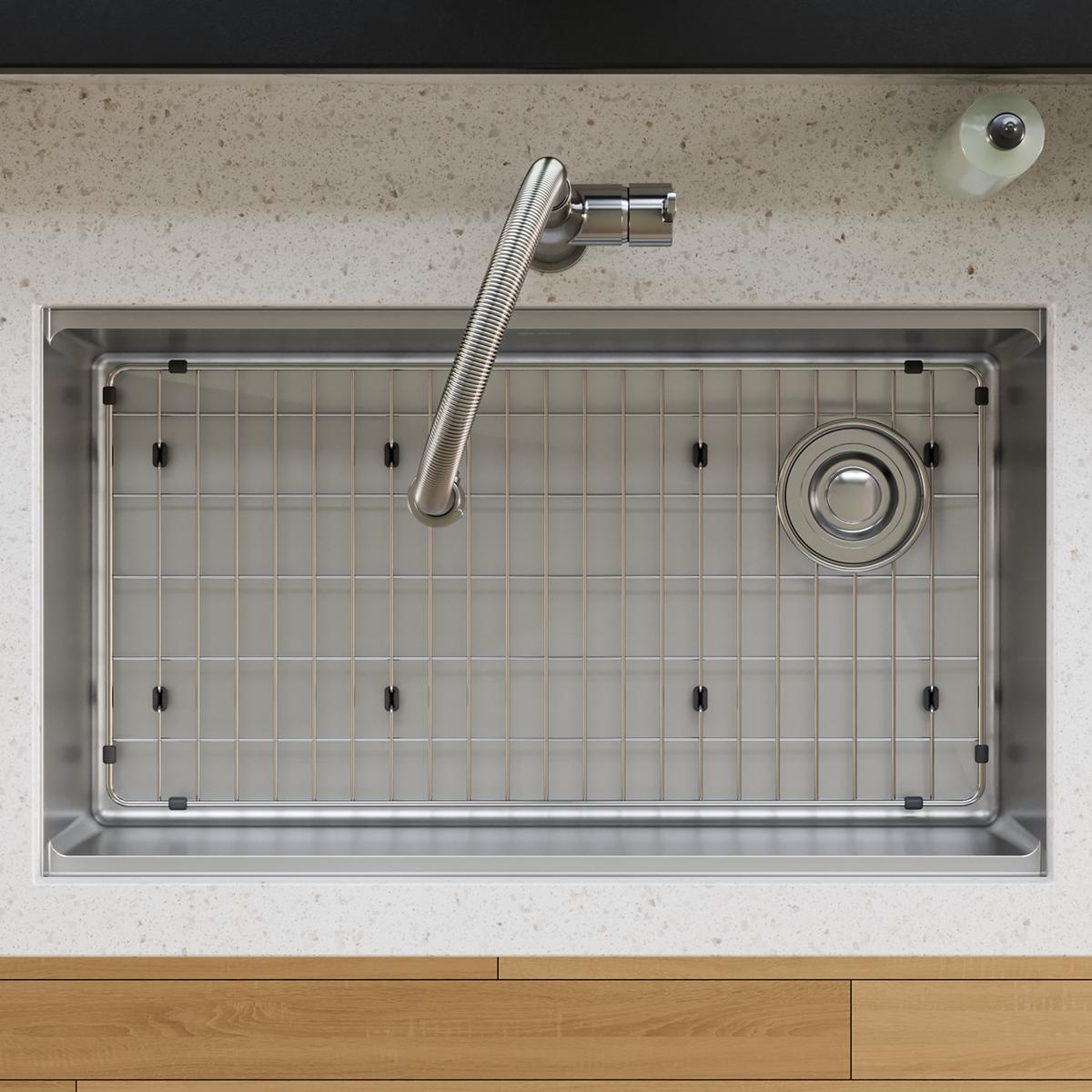 polished stainless steel bottom grid