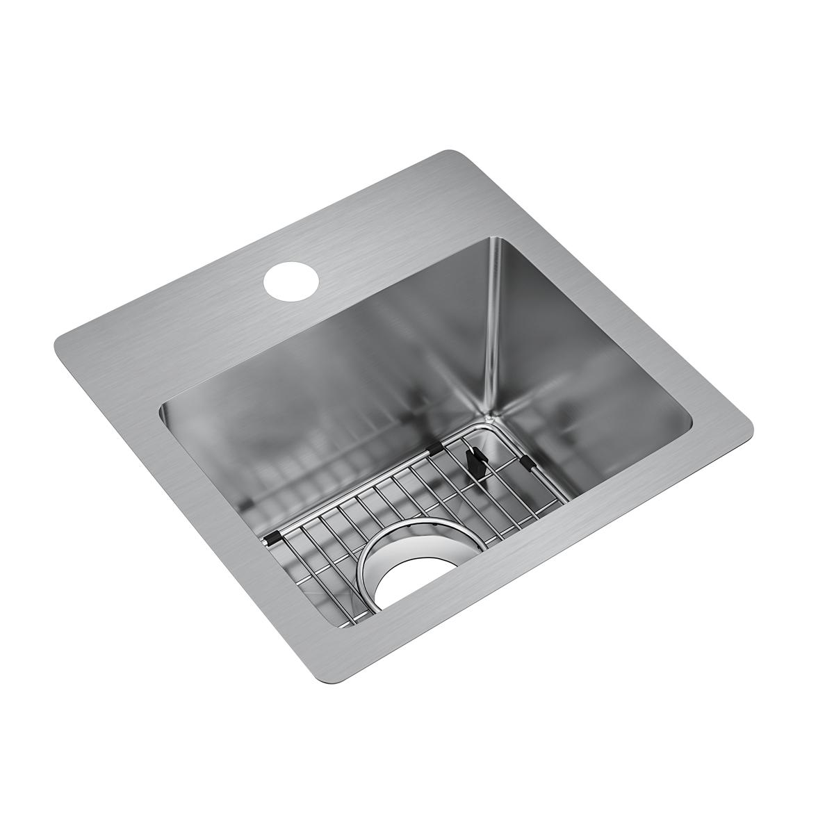 polished satin single bowl dual mount bar sink kit