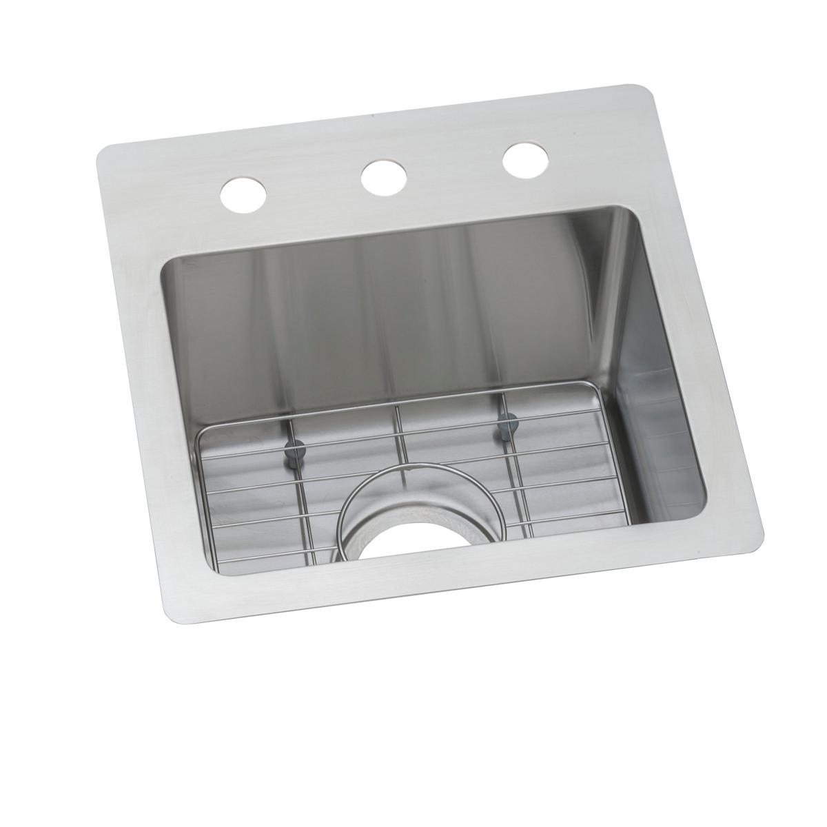 Elkay Crosstown 18 Gauge 15" x 15" x 9" Single Bowl Dual Mount Bar Sink Kit