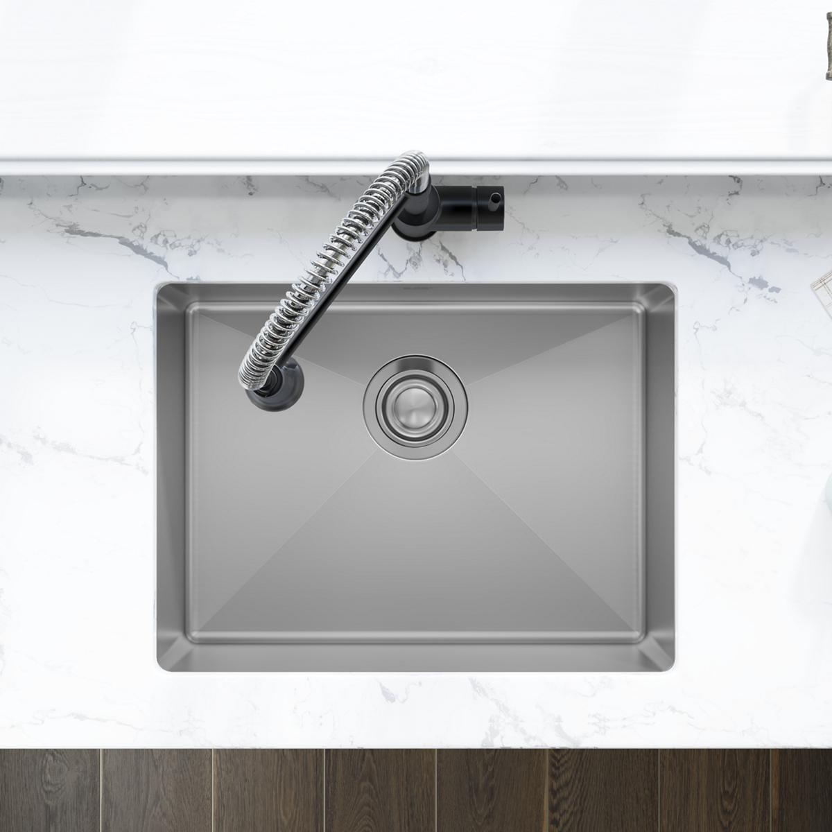 polished satin single bowl undermount sink