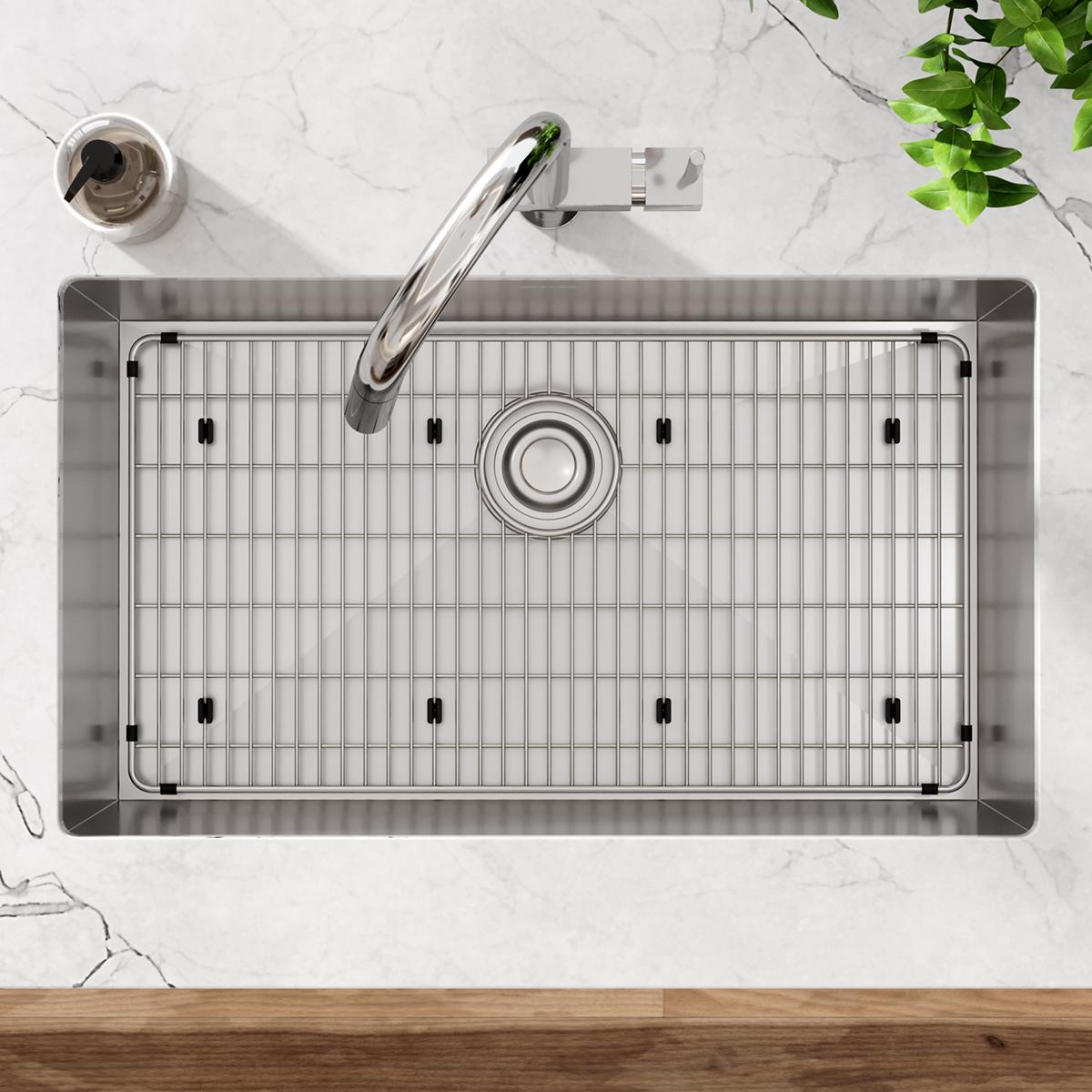 polished stainless steel bottom grid