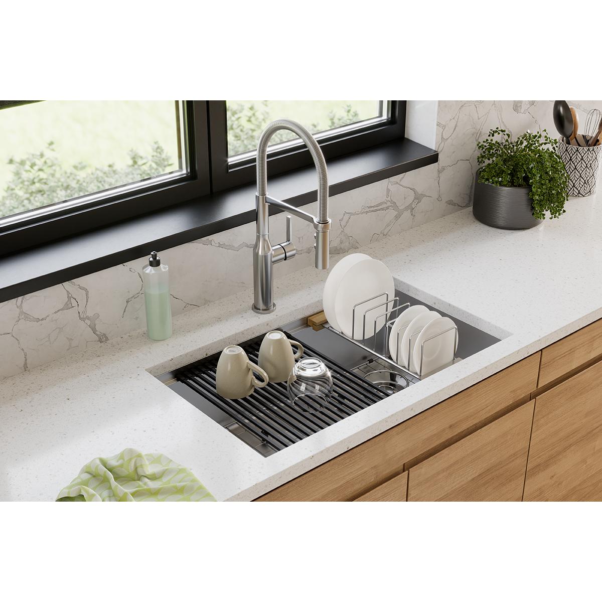 polished satin single bowl undermount sink kit