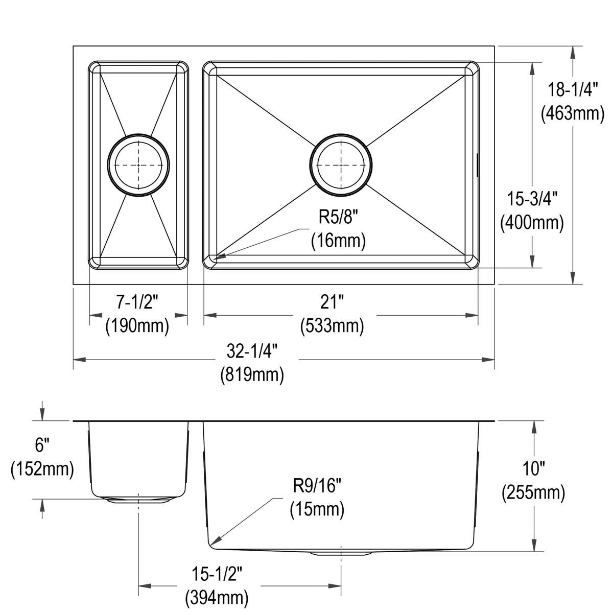 polished satin double bowl undermount sink