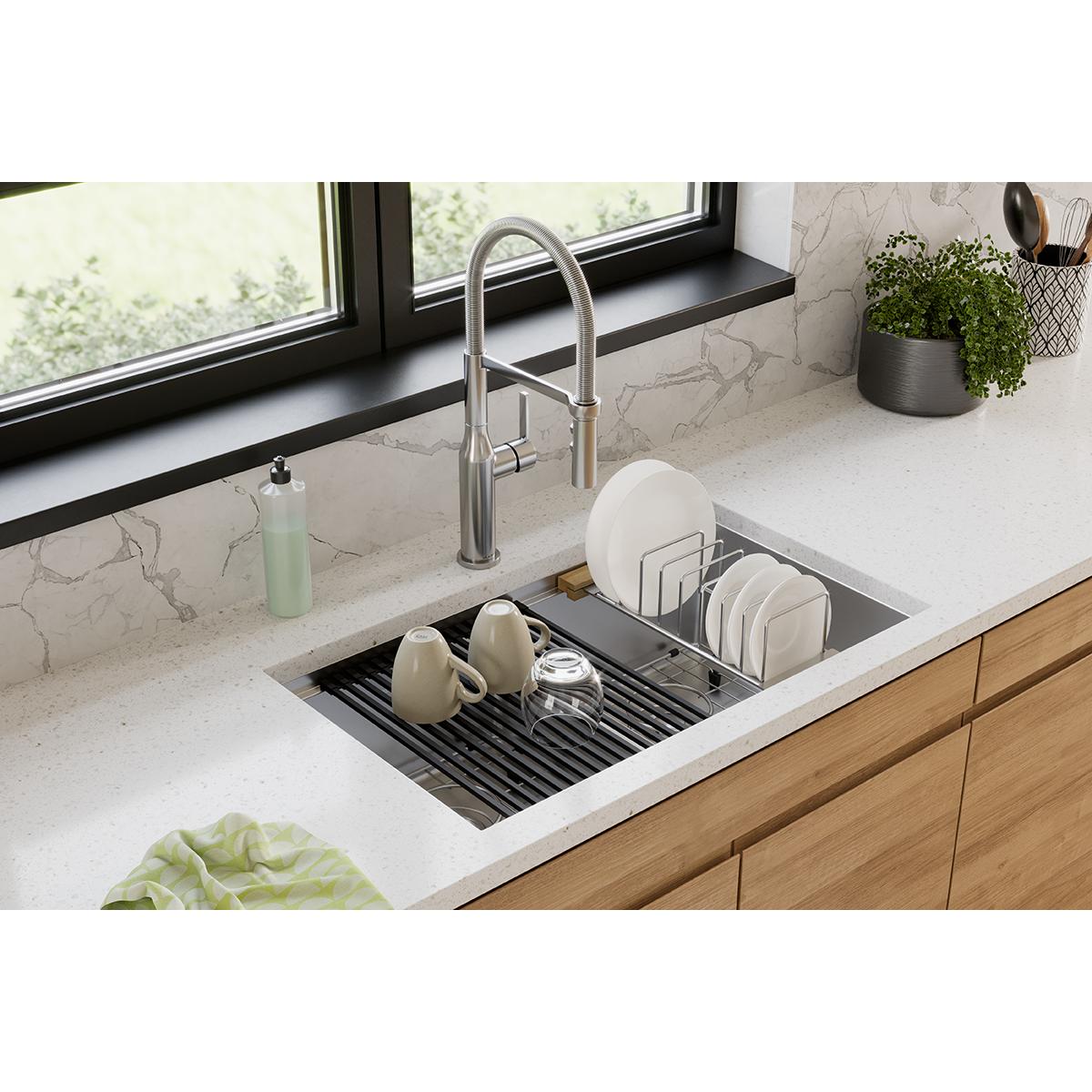 polished satin equal double bowl sink kit