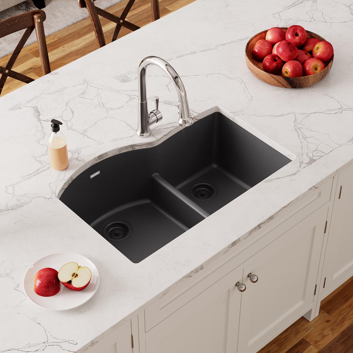 black double bowl undermount sink