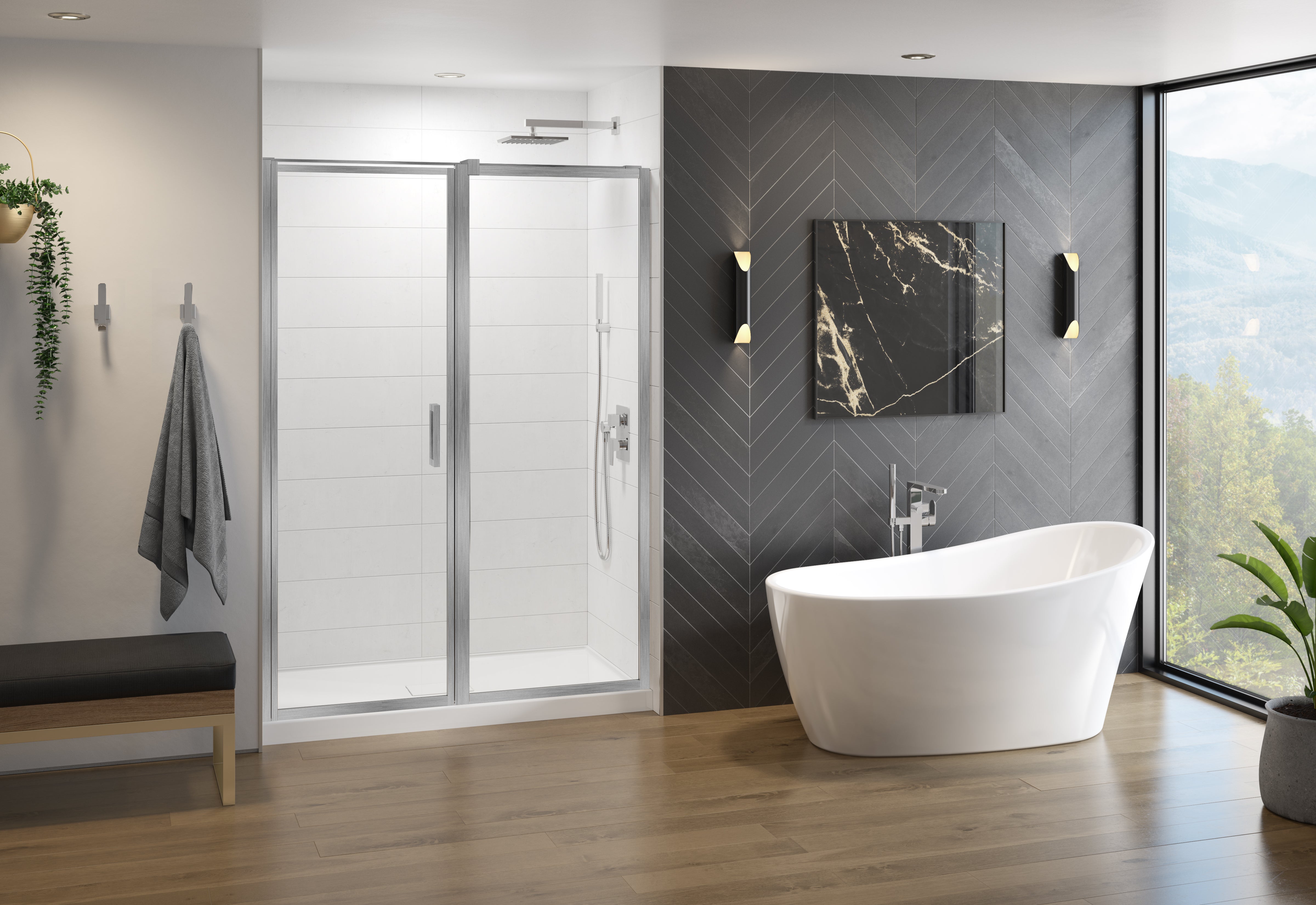 brushed nickel shower door
