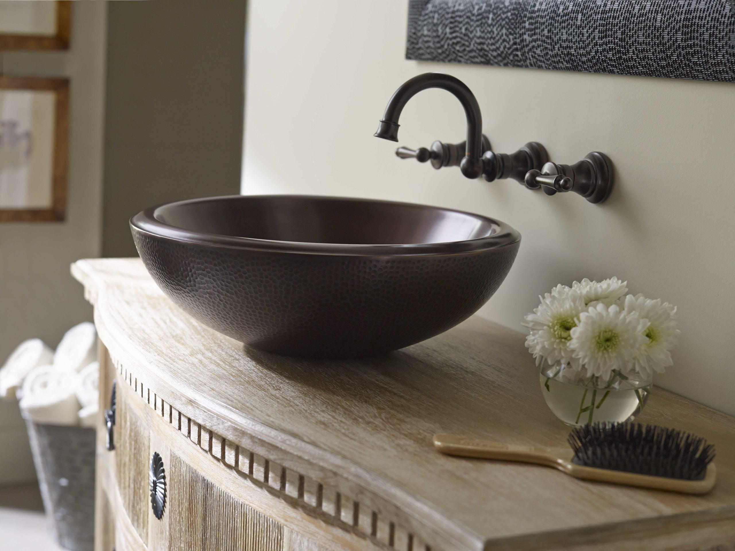 antique copper smooth interior hammered exterior sink