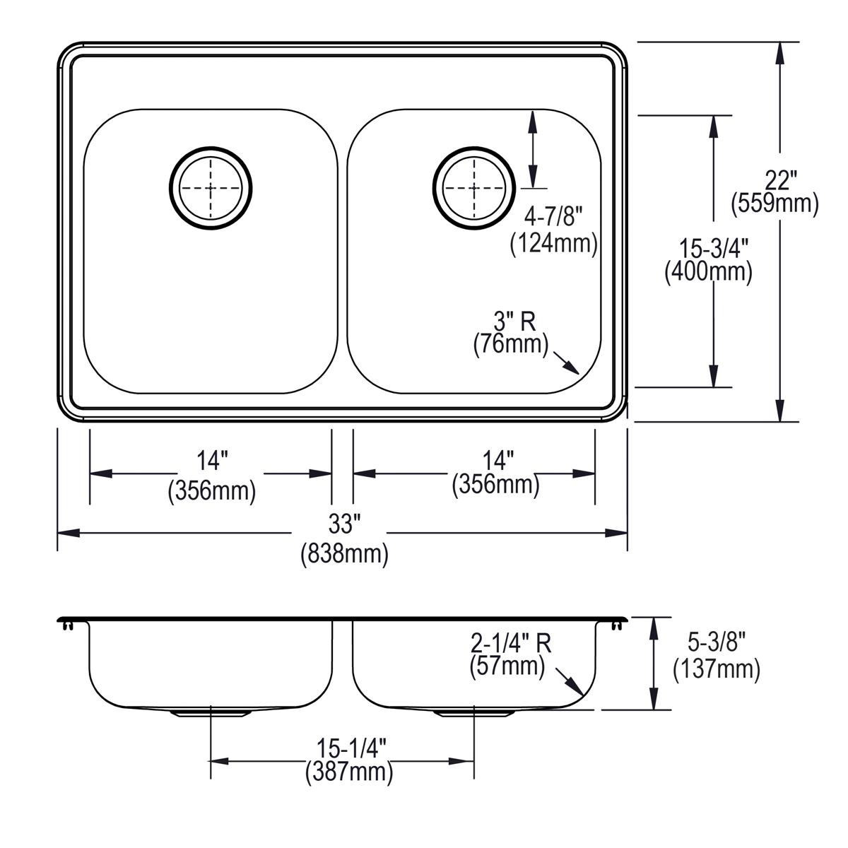 satin double bowl drop-in sink