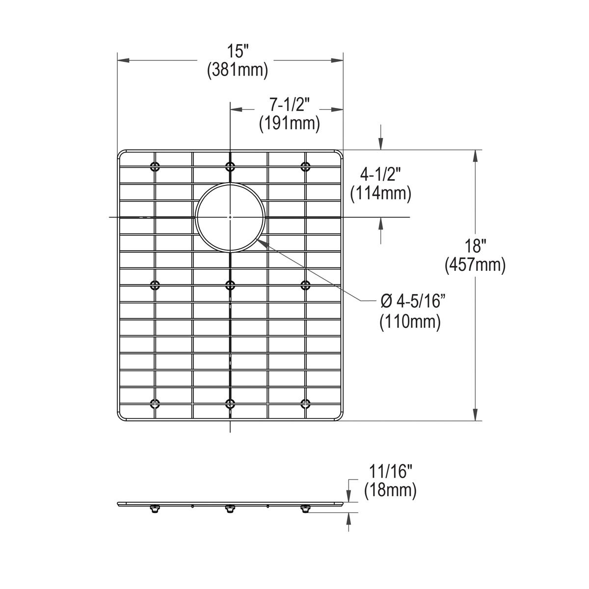 polished stainless steel bottom grid