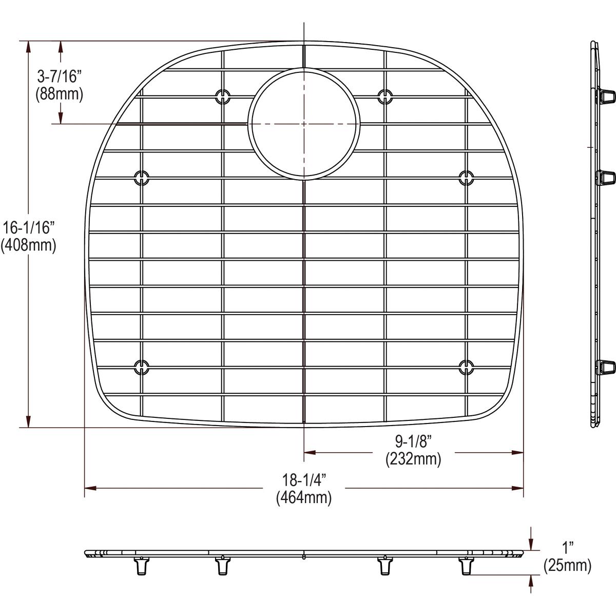 polished stainless steel bottom grid