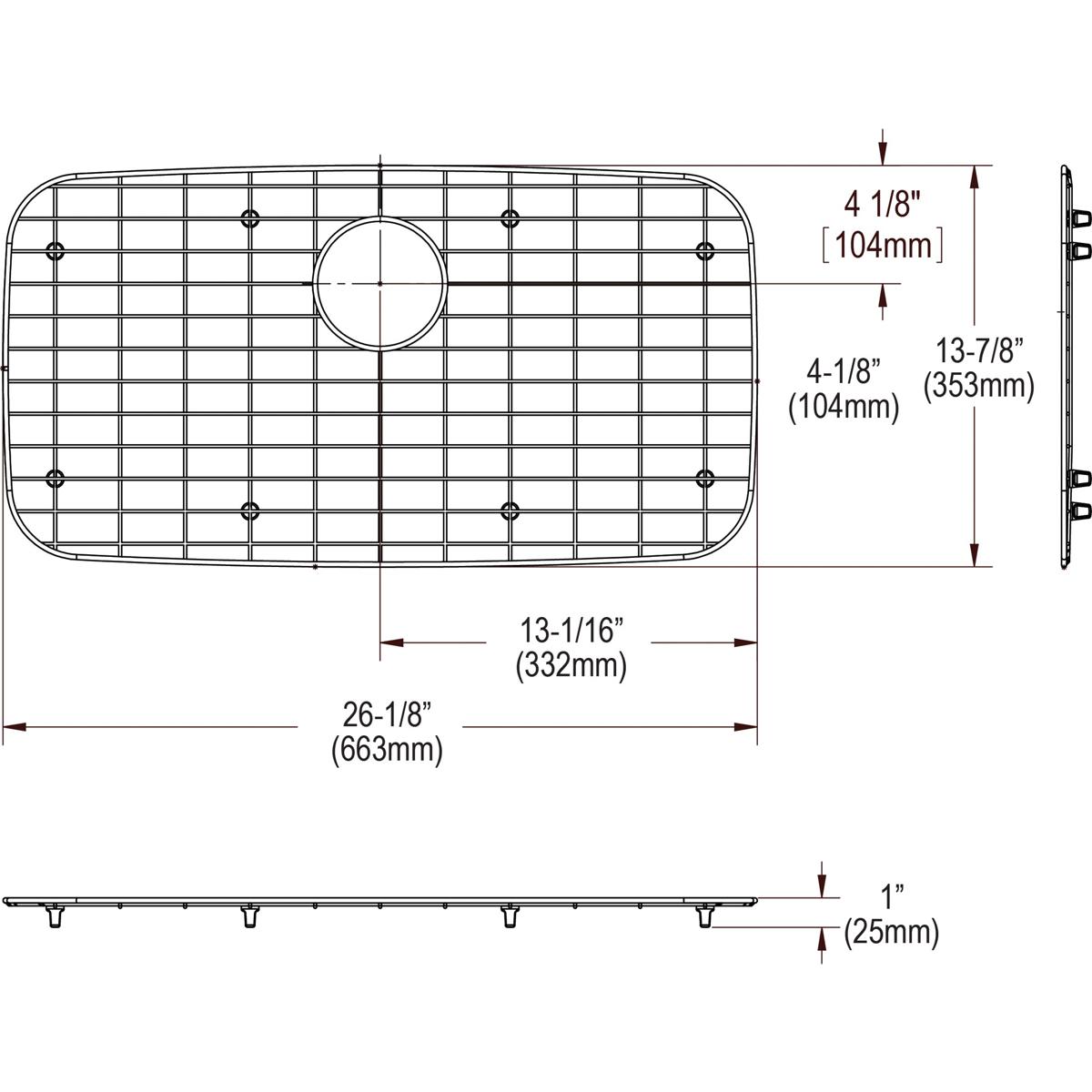 polished stainless steel bottom grid